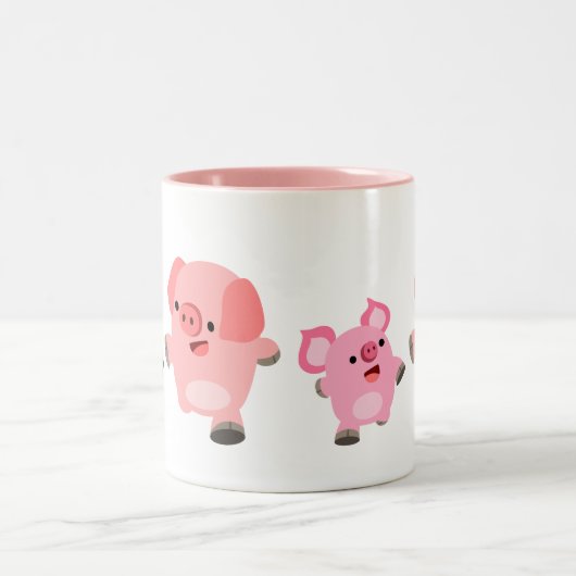可愛ランニングいの豚 ツートーンマグカップ (中央)