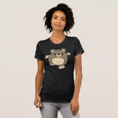可愛ランニングいのCartoon Bearの女性Tシャツ Tシャツ (正面フル)