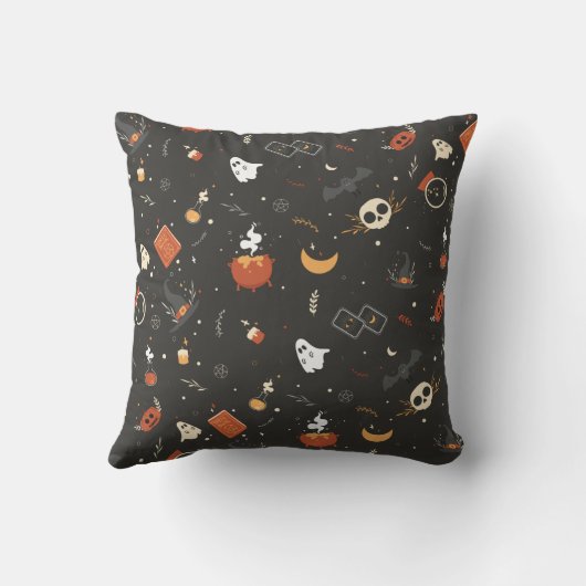 可愛不気味いお洒落ハロウィン模様の背景 クッション (裏面)