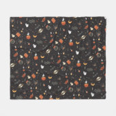 可愛不気味いお洒落ハロウィン模様の背景 フリースブランケット (正面(横))