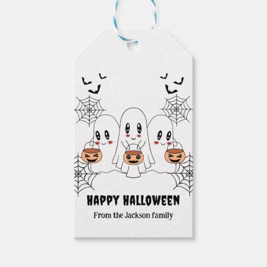 可愛不気味いかわいい漫画幽霊ハローウィンパーティ ギフトタグ (正面)