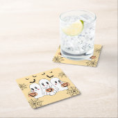 可愛不気味いかわいい漫画幽霊ハローウィンパーティ スクエアペーパーコースター (インサイチュ)