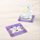 可愛不気味いかわいい漫画幽霊ハローウィンパーティ スクエアペーパーコースター (インサイチュ)