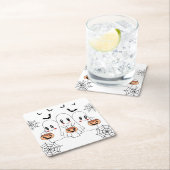 可愛不気味いかわいい漫画幽霊ハローウィンパーティ スクエアペーパーコースター (インサイチュ)