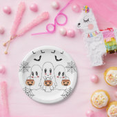 可愛不気味いかわいい漫画幽霊ハローウィンパーティ ペーパープレート (パーティー)