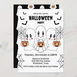 可愛不気味いかわいい漫画幽霊ハローウィンパーティ 招待状