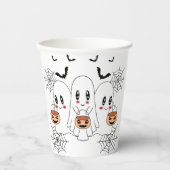 可愛不気味いかわいい漫画幽霊ハローウィンパーティ 紙コップ (正面)