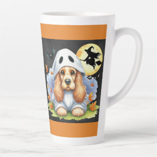 可愛不気味いコッカースパニエル犬幽霊ドッグハロウィーン カフェラテマグ