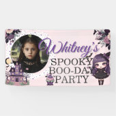 可愛不気味いゴシック紫誕生日ガールバナー 横断幕 (横)