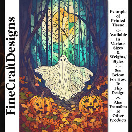 可愛不気味いステンドグラス幽霊AB4デコパージュ 薄葉紙