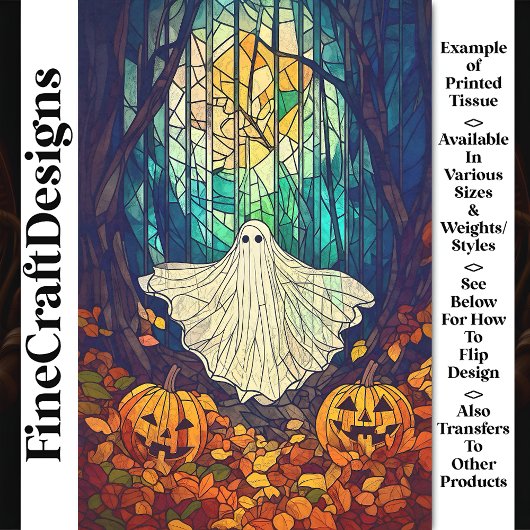可愛不気味いステンドグラス幽霊AB4デコパージュ 薄葉紙