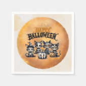 可愛不気味いストライプのハロウィーン猫 スタンダードカクテルナプキン (正面)