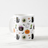 可愛不気味いハロウィンをテーマにしたパターン コーヒーマグカップ (正面左)