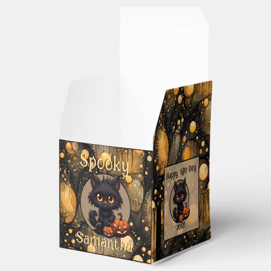 可愛不気味いハロウィンパーソナライズされた猫 フェイバーボックス (オープン)