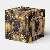 可愛不気味いハロウィンパーソナライズされた猫 フェイバーボックス (裏面サイド)