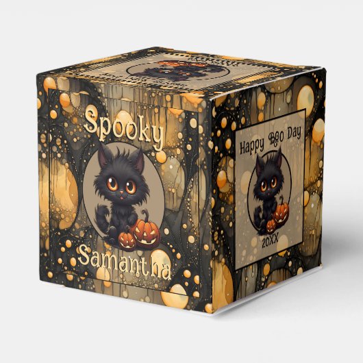 可愛不気味いハロウィンパーソナライズされた猫 フェイバーボックス (裏面サイド)