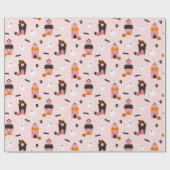 可愛不気味いハロウィン幽霊のよく出るハウスパターン ラッピングペーパー (フラット)