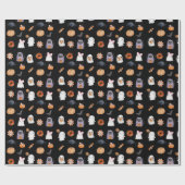 可愛不気味いハロウィン幽霊ウォーターカラースタイルブラック ラッピングペーパー (フラット)