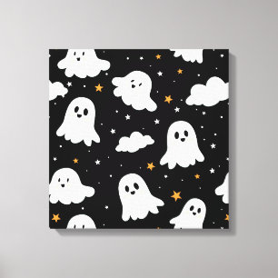 可愛不気味いハロウィン幽霊曇り星空 キャンバスプリント