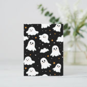 可愛不気味いハロウィン幽霊曇り星空 シーズンポストカード (スタンド正面)