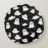 可愛不気味いハロウィン幽霊曇り星空 ラウンドクッション (裏面)