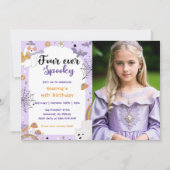 可愛不気味いハロウィン幽霊4thバースデーフォト 招待状 (正面)