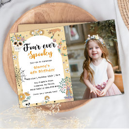 可愛不気味いハロウィン幽霊4thバースデーフォト 招待状