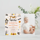 可愛不気味いハロウィン2回目の誕生日の写真 招待状 (スタンド正面)