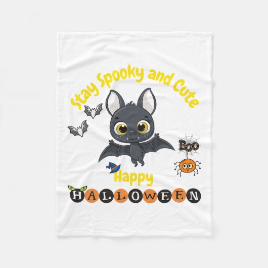 可愛不気味いハロウィーンこうもり フリースブランケット (正面)