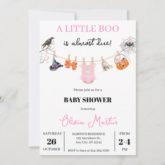 可愛不気味いハロウィーンの赤ちゃんシャワー 招待状 (正面)