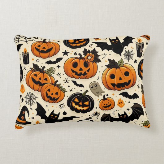 可愛不気味いハロウィーンシームレスパターン アクセントクッション (正面)