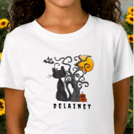 可愛不気味いハロウィーンブラックキャットこうもり名 Tシャツ