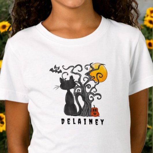 可愛不気味いハロウィーンブラックキャットこうもり名 Tシャツ