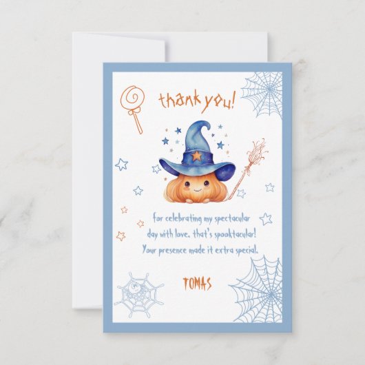 可愛不気味いハロウィーン誕生日ボーイ サンキューカード (正面)