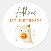 可愛不気味いハロウィーン1回目の誕生日のお願い ラウンドシール (正面)