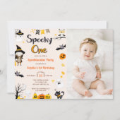 可愛不気味いハロウィーン1回目の誕生日の写真 招待状 (正面)