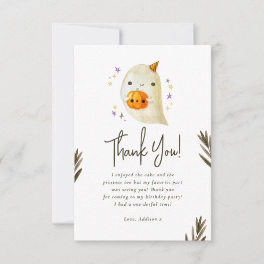 可愛不気味いハロウィーン1歳の誕生日ありがとう サンキューカード (正面)