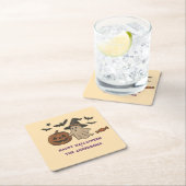 可愛不気味いハロウィーン – 幽霊、こうもり、キャンディ スクエアペーパーコースター (インサイチュ)