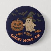 可愛不気味いハロウィーン – 幽霊、こうもり、キャンディ 缶バッジ (正面)