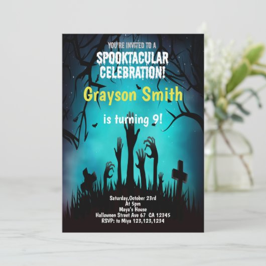 可愛不気味いハローウィンパーティ招待状カード 招待状 (スタンド正面)