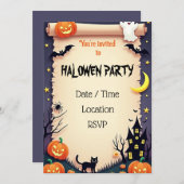 可愛不気味いハローウィンパーティ招待状 招待状 (正面/裏面)