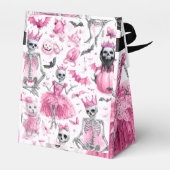 「可愛不気味いピンクのスケルトン | ハロウィーンのお願いボックス» フェイバーボックス (裏面サイド)