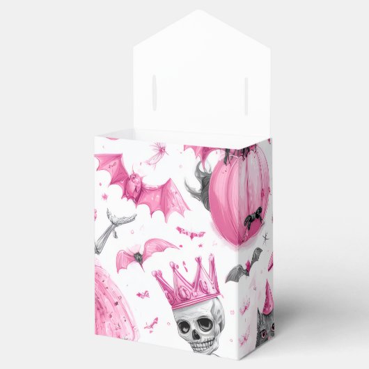 「可愛不気味いピンクのスケルトン | ハロウィーンのお願いボックス» フェイバーボックス (オープン)