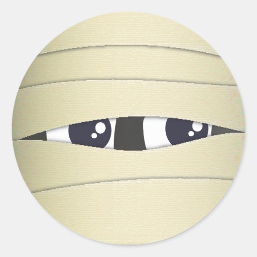 可愛不気味いミイラ頭ハロウィンステッカー ラウンドシール (正面)