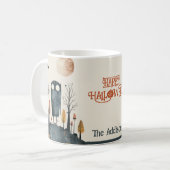 可愛不気味いモンスター秋風景ハッピーハローウィン コーヒーマグカップ (正面左)