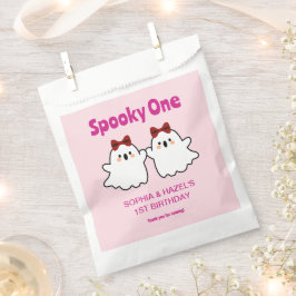 可愛不気味い双子の女の子ハロウィーン1歳の誕生日 フェイバーバッグ