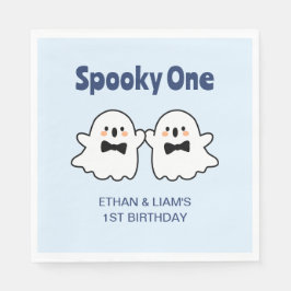 可愛不気味い双子の男の子ハロウィーン1歳の誕生日 スタンダードランチョンナプキン