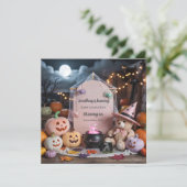 可愛不気味い女の子ハロウィーン妊娠発表 招待状 (スタンド正面)