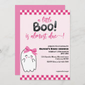 可愛不気味い小さなブーブピンクの赤ちゃんシャワー 招待状 (正面/裏面)