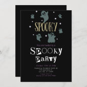 可愛不気味い幽霊のグループハロウィーン 招待状 (正面/裏面)